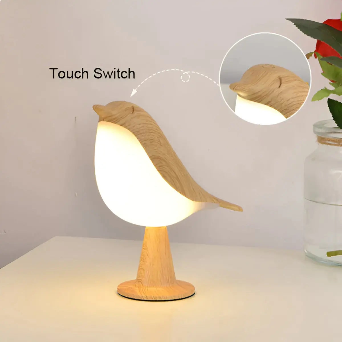 Minimalist Bird-Shaped Wooden Table Lamp