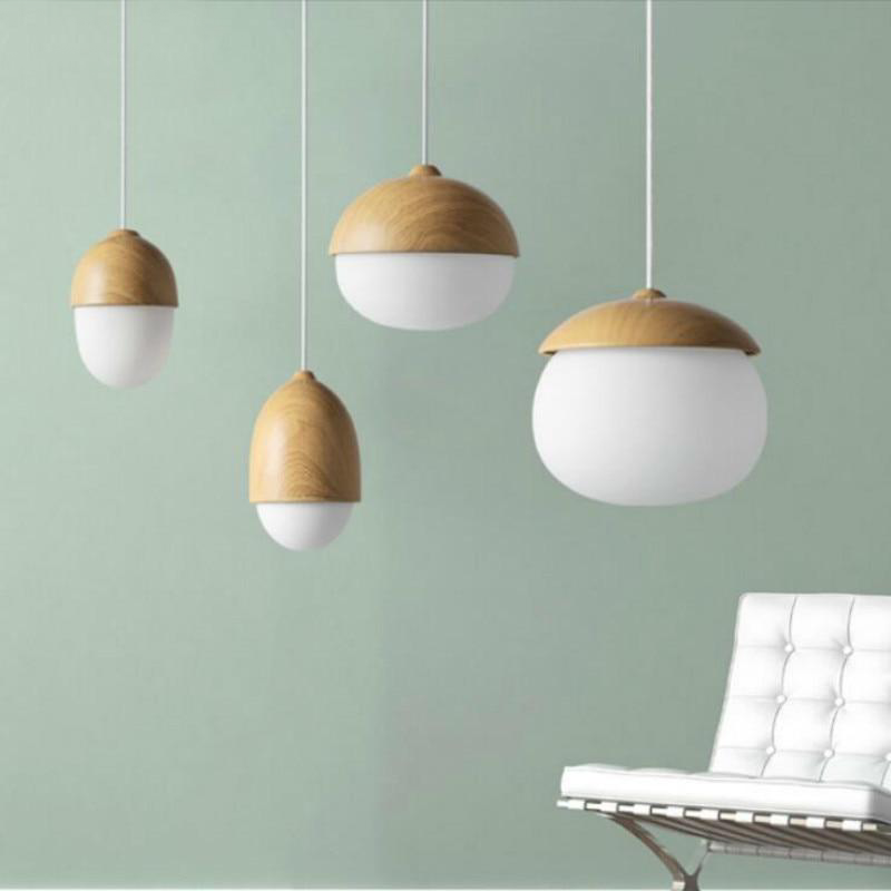 Scandinavian Wood and Glass Pendant Light