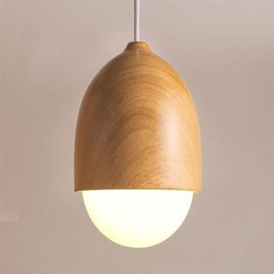 Scandinavian Wood and Glass Pendant Light