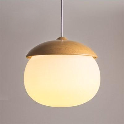 Scandinavian Wood and Glass Pendant Light