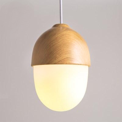Scandinavian Wood and Glass Pendant Light