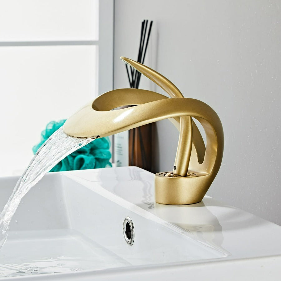 Modern Curved Metal Bathroom Faucet