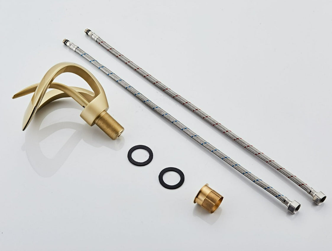Modern Curved Metal Bathroom Faucet