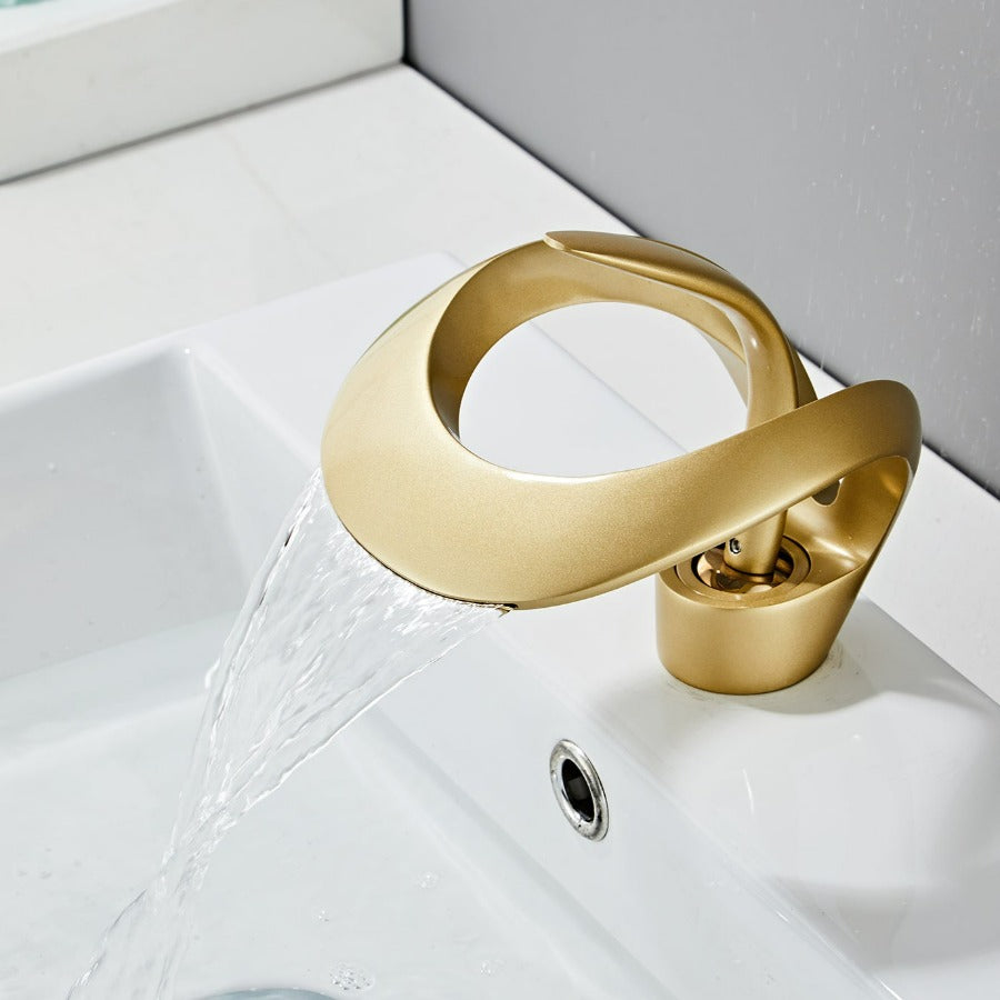 Modern Curved Metal Bathroom Faucet