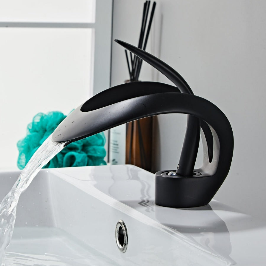 Modern Curved Metal Bathroom Faucet