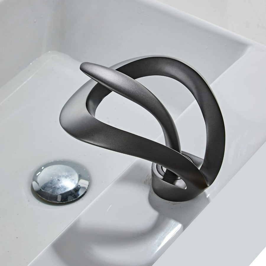Modern Curved Metal Bathroom Faucet