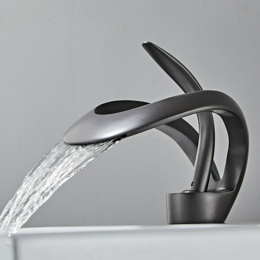 Modern Curved Metal Bathroom Faucet