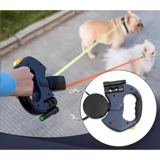 Anti-Tangle Double Dog Leash With Swivel Joint Padded Handle