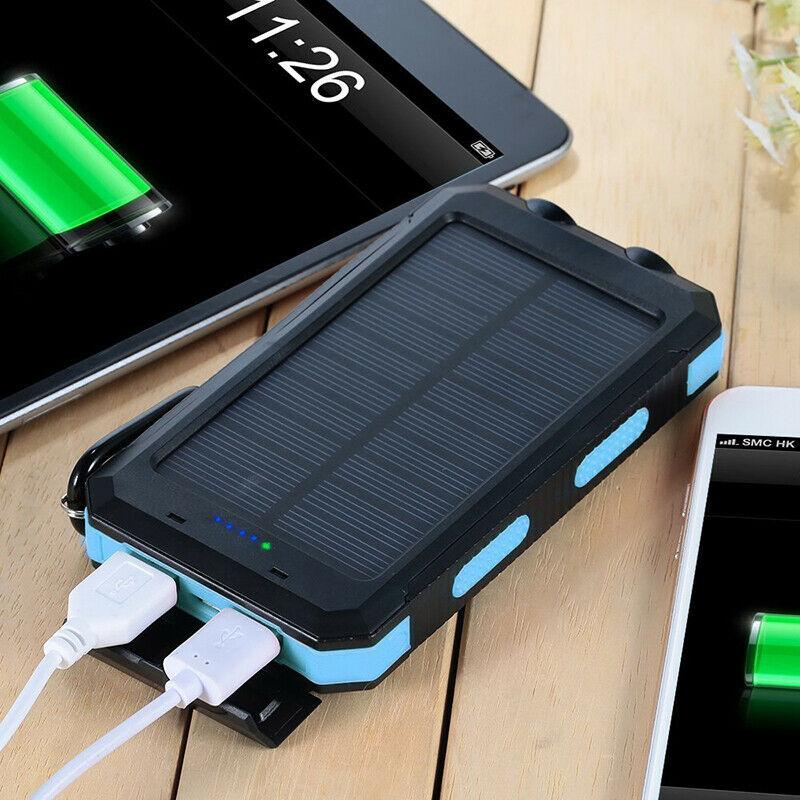 Portable Dual-USB Solar Power Bank with LED Flashlight