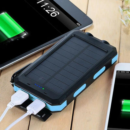 Portable Dual-USB Solar Power Bank with LED Flashlight