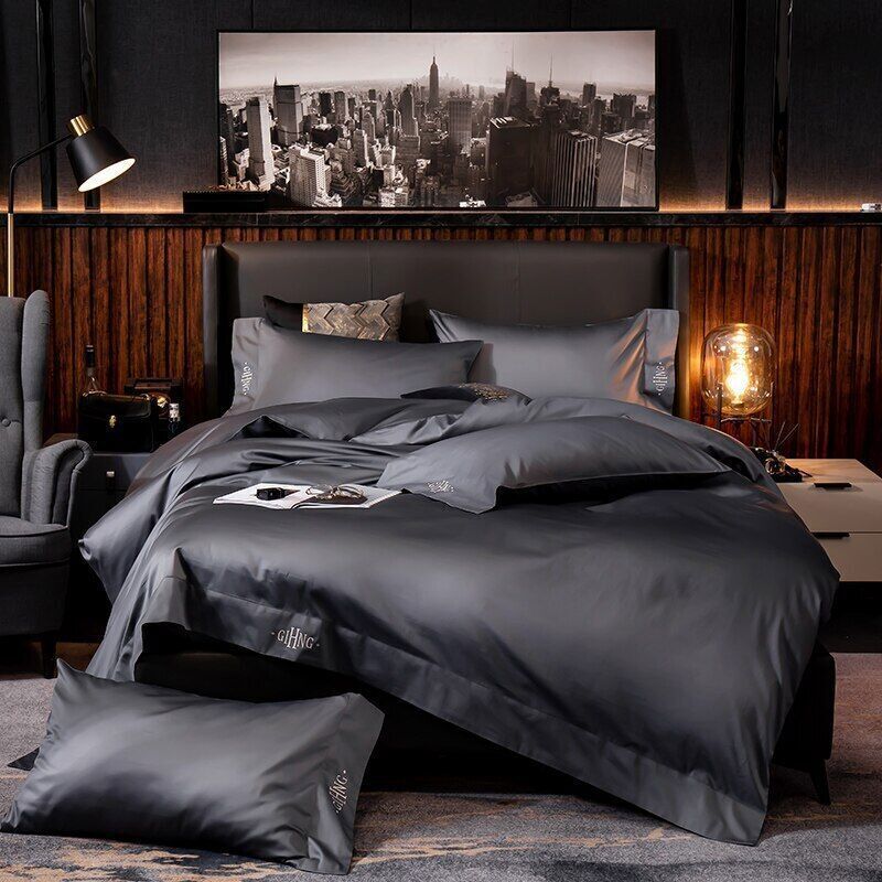 Modern Black Cotton Bedding Set