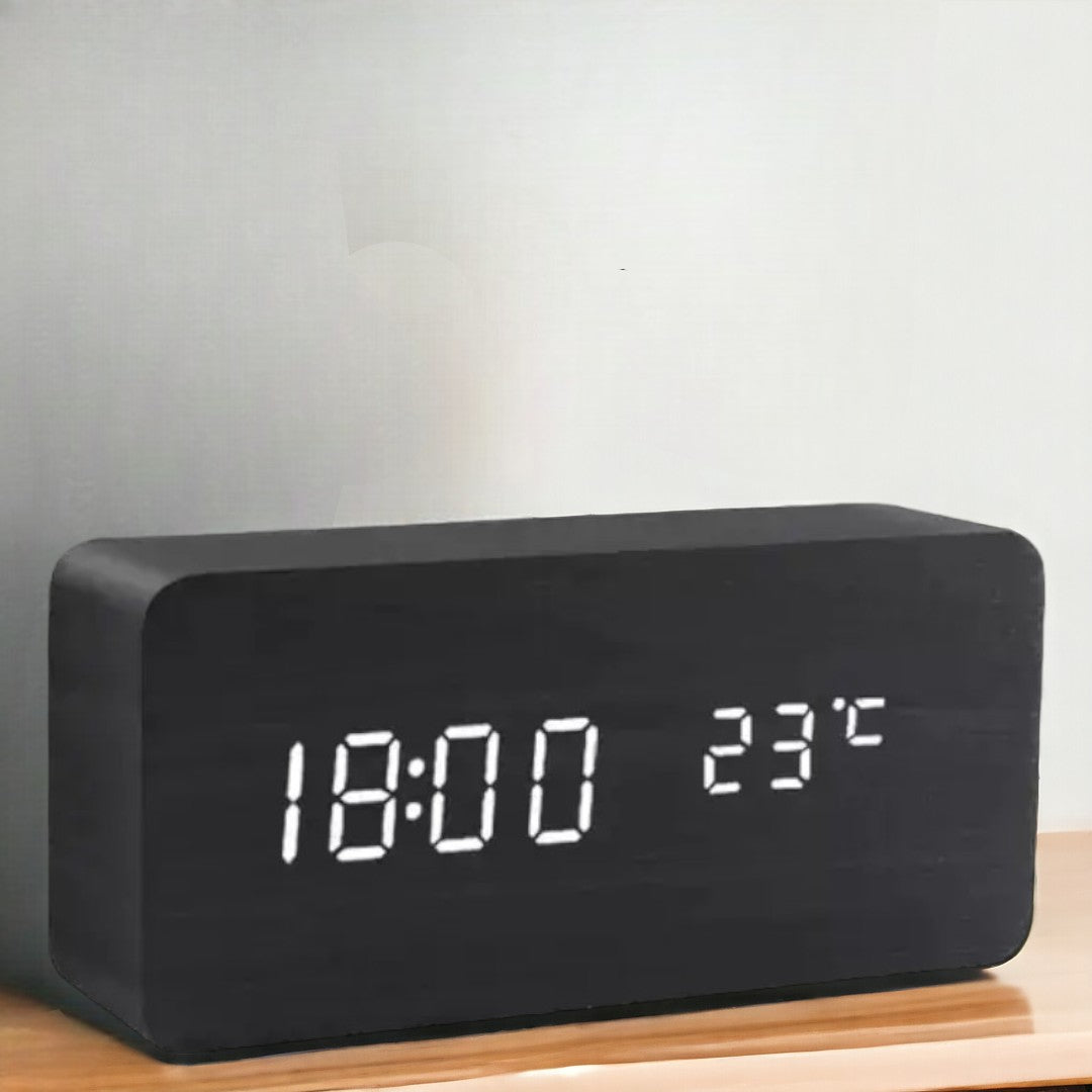 Digital LED Alarm Clock With Voice Control USB Rechargeable Smart Display
