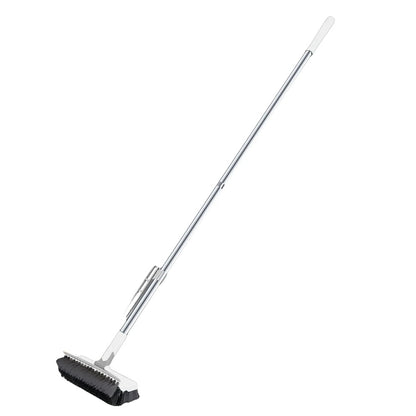 Long Handle Floor Scrub Brush with Stiff Bristles and Scraper